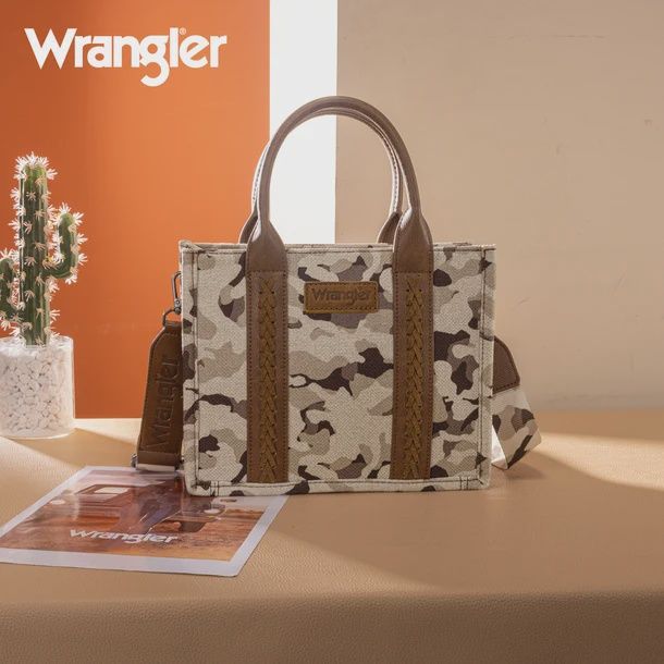 WG286-8120S WRANGLER CAMO PRINT TOTE / CROSSBODY - BROWN