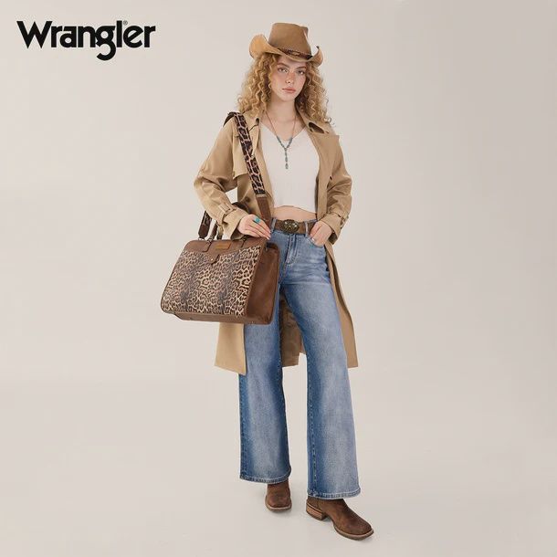 WG537-8119LP WRANGLER PEBBLED FAUX LEATHER LAPTOP BRIEF BAG - LEOPARD