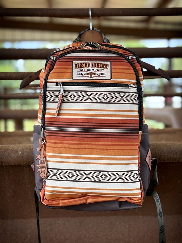 2610279551 RED DIRT HAT CO ORANGE &amp; TAN STRIPE BACKPACK