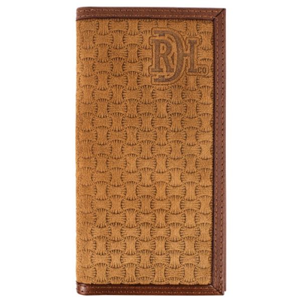 2610168764 RED DIRT HAT CO. TAN ROUGHOUT BASKETWEAVE RODEO WALLET