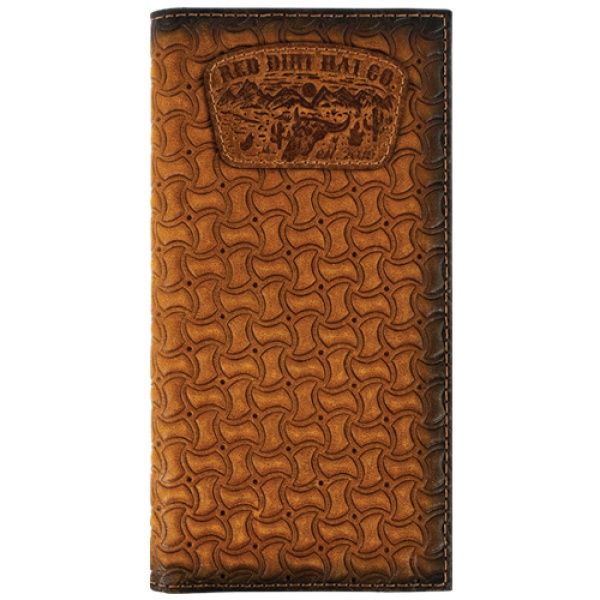 2610168766 RED DIRT HAT CO. TAN WINDMILL BASKETWEAVE RODEO WALLET