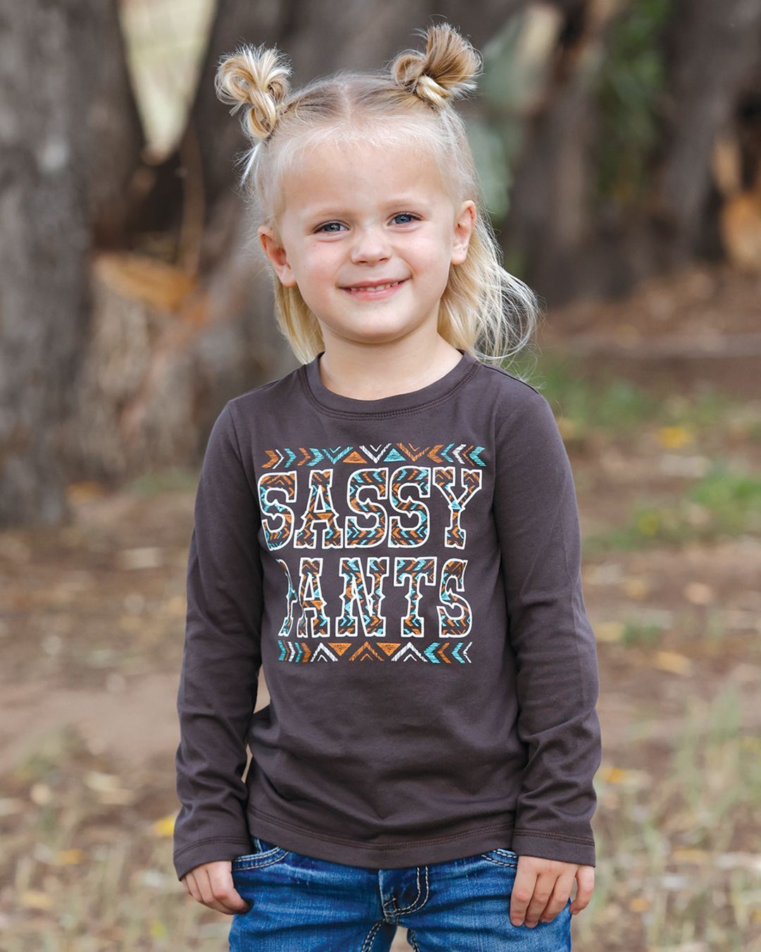 CTK8860009 TODDLER GIRL'S CRUEL GIRL BROWN LONG-SLEEVE GRAPHIC TEE