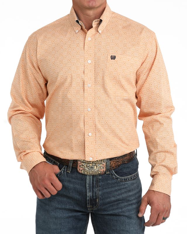MTW1106132 MEN'S CINCH GOLD PRINT LONG-SLEEVE BUTTON DOWN WESTERN SHIRT
