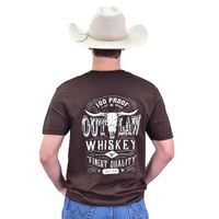 130863-661-M MEN'S COWBOY HARDWARE DARK BROWN OUTLAW WHISKEY SHORT-SLEEVE TEE