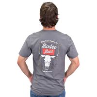 130875-043-M MEN'S COWBOY HARDWARE CHARCOAL RODEO BEER SKULL SHORT-SLEEVE TEE