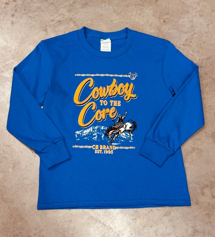 310444-407-K YOUTH COWBOY HARDWARE "COWBOY TO THE CORE" LONG-SLEEVE TEE