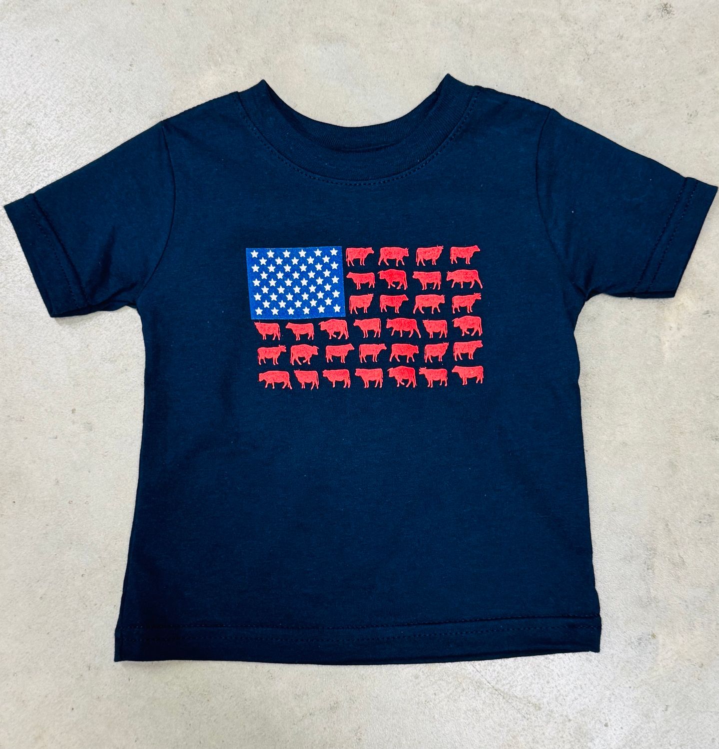 730865-480-I INTANT COWBOY HARDWARE NAVY BLUE CATTLE FLAG SHORT-SLEEVE TEE