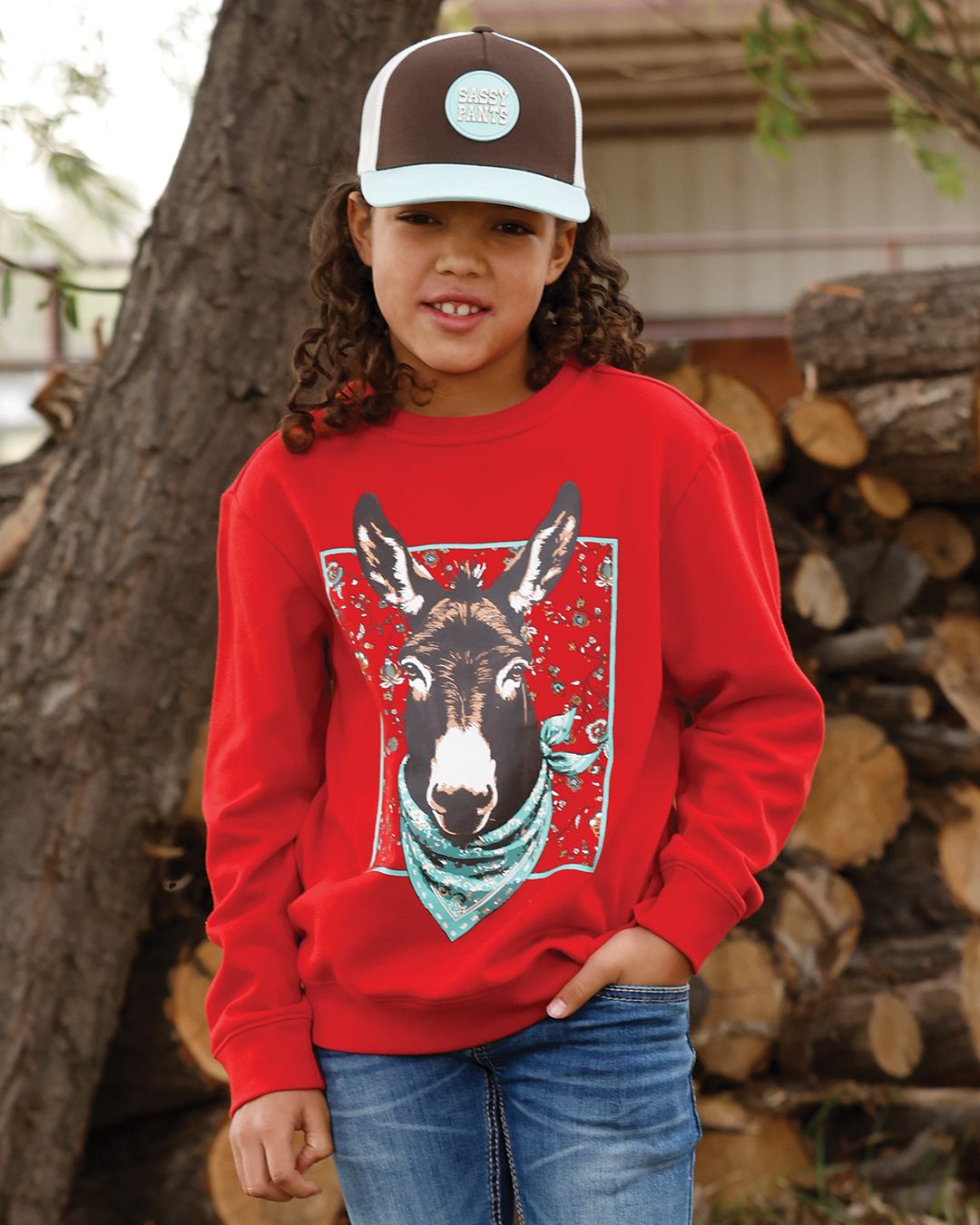 CWK8002006 GIRL'S CRUEL GIRL RED WESTERN SWEATSHIRT