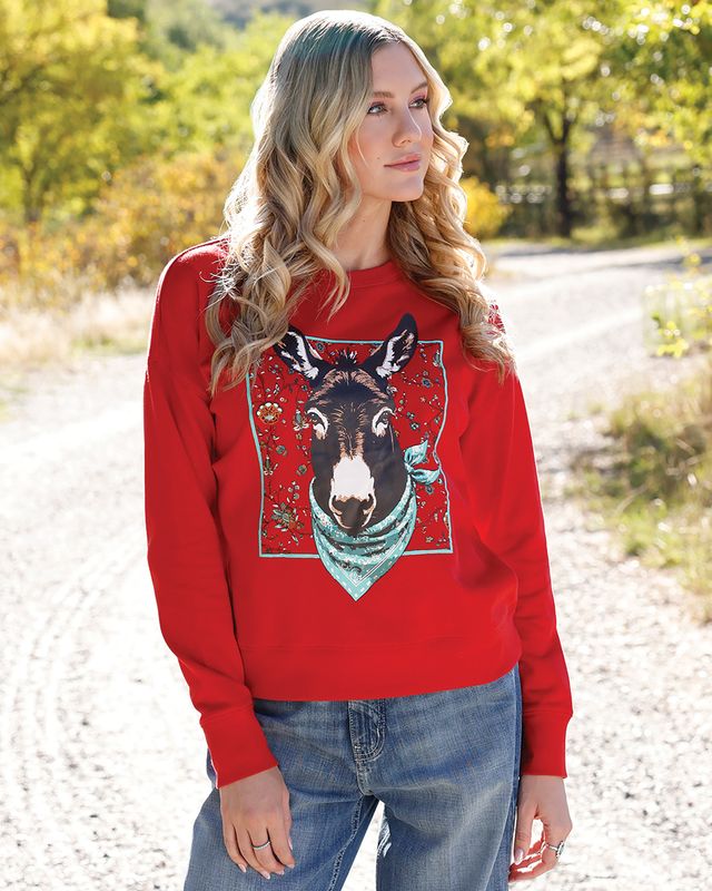 CWK7502003 WOMEN'S CRUEL GIRL RED WESTERN SWEATSHIRT