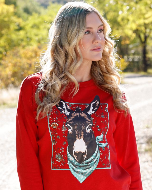 CWK7502003 WOMEN'S CRUEL GIRL RED WESTERN SWEATSHIRT