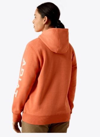 10071333 WOMEN'S ARIAT REBAR LIGHTWEIGHT LOGO 1/2 ZIP HOODIE - TROPICAL PEACH HEATHER