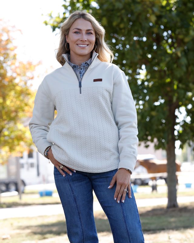 MAK9936001 WOMEN'S CINCH CREAM 1/4 ZIP PULLOVER