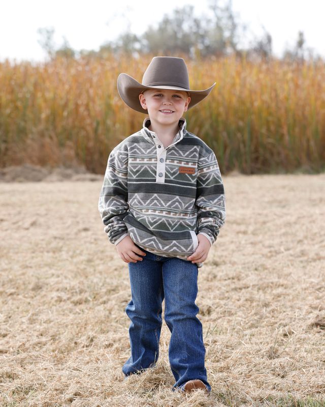 MWK7590021 BOY'S CINCH OLIVE WESTERN POLAR FLEECE