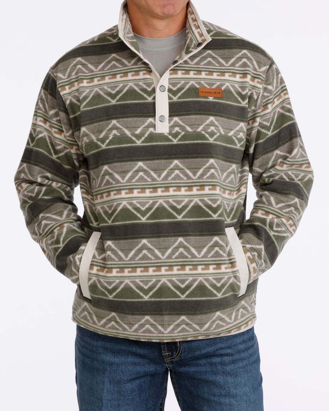 MWK1514029 MEN'S CINCH OLIVE WESTERN POLAR FLEECE