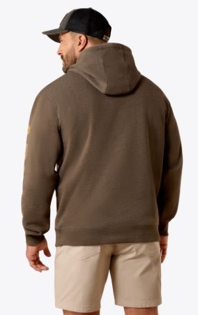 10071201 MEN'S ARIAT REBAR LIGHTWEIGHT LOGO HOODIE - BROWN HEATHER