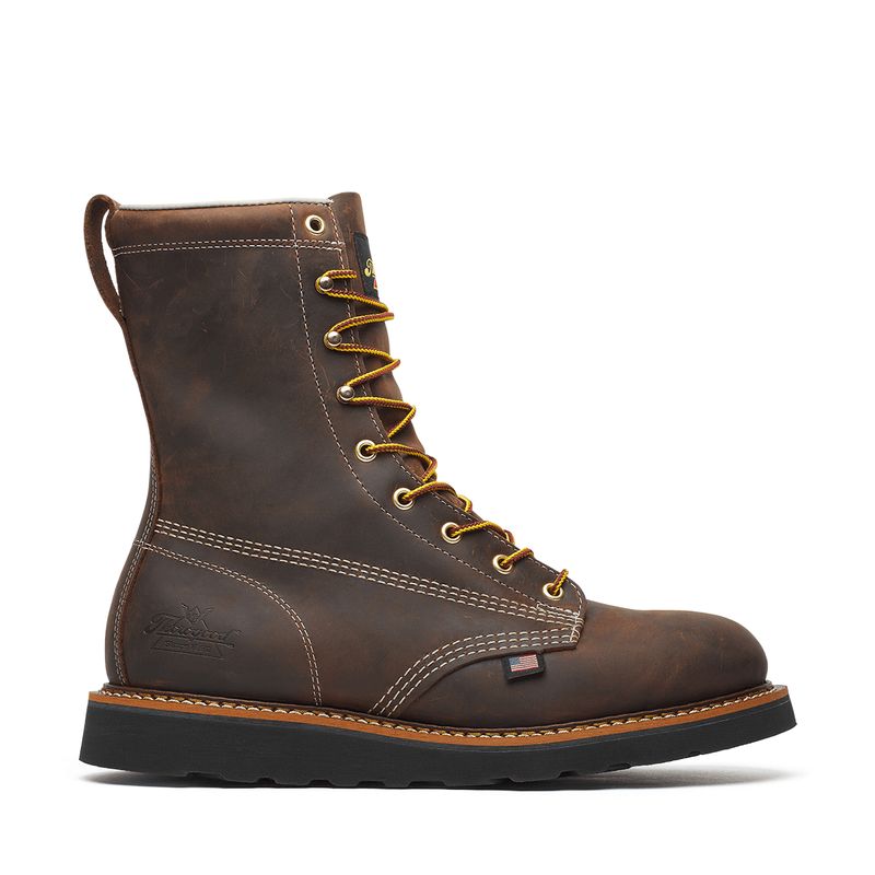 814-4261 MEN'S THOROGOOD 8" AMERICAN HERITAGE PLAIN TOE CRAZY HORSE WEDGE WORK BOOT