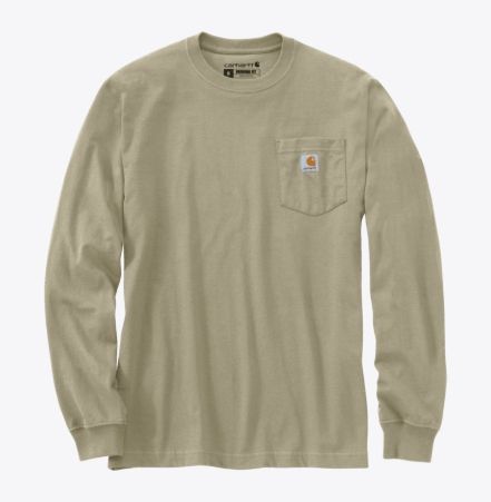 K126-GR9 MEN'S CARHARTT DEARBORN LOOSE FIT HEAVYWEIGHT LONG-SLEEVE POCKET T-SHIRT