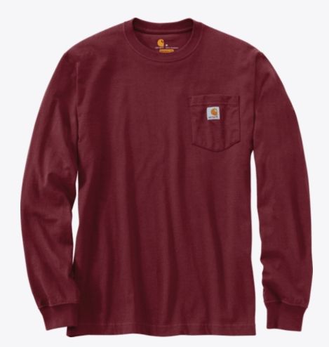 K126-PRT MEN'S CARHARTT DEARBORN LOOSE FIT HEAVYWEIGHT LONG-SLEEVE POCKET T-SHIRT