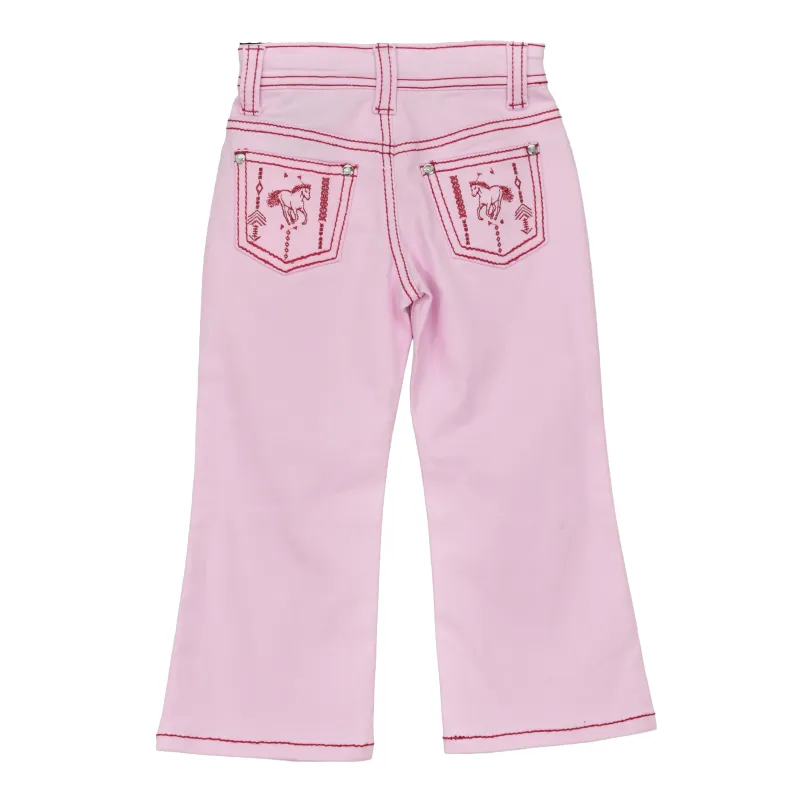 802287-150-JT GIRL'S COWGIRL HARDWARE HORSE AZTEC BOOT CUT JEAN - PINK