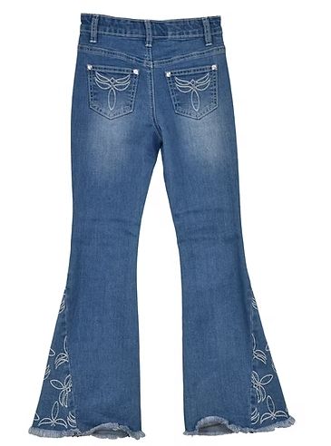 402280-450-JK GIRL'S COWGIRL HARDWARE MEDIUM WASH BOOT STITCH POCKET FLARE JEAN