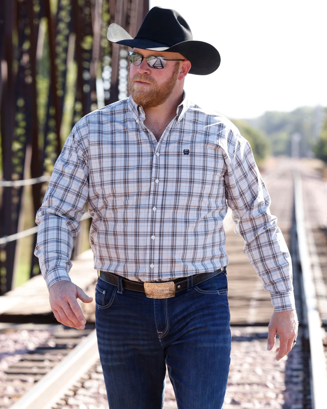 MTW1106145 MEN'S CINCH CREAM LONG-SLEEVE PLAID WESTERN SHIRT