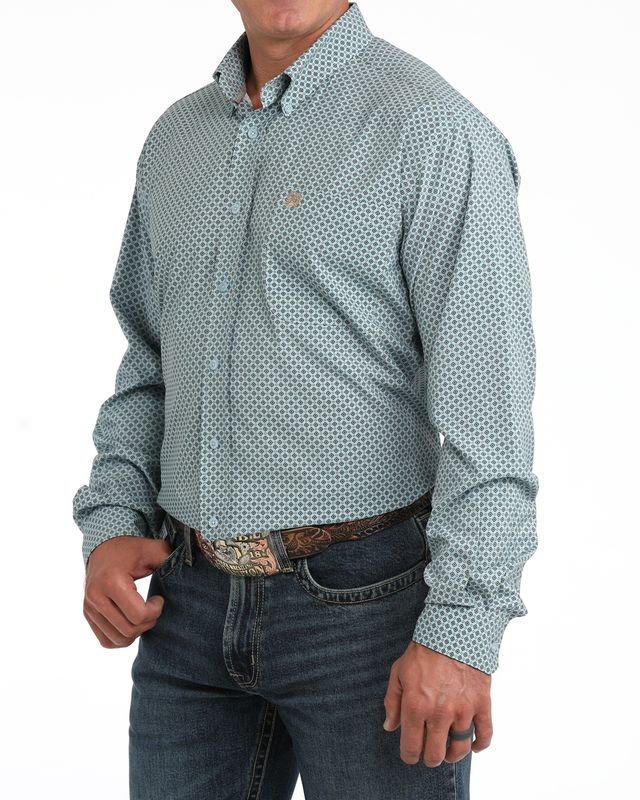 MTW1106151 MEN'S CINCH ARENAFLEX LIGHT BLUE PRINT LONG-SLEEVE WESTERN SHIRT