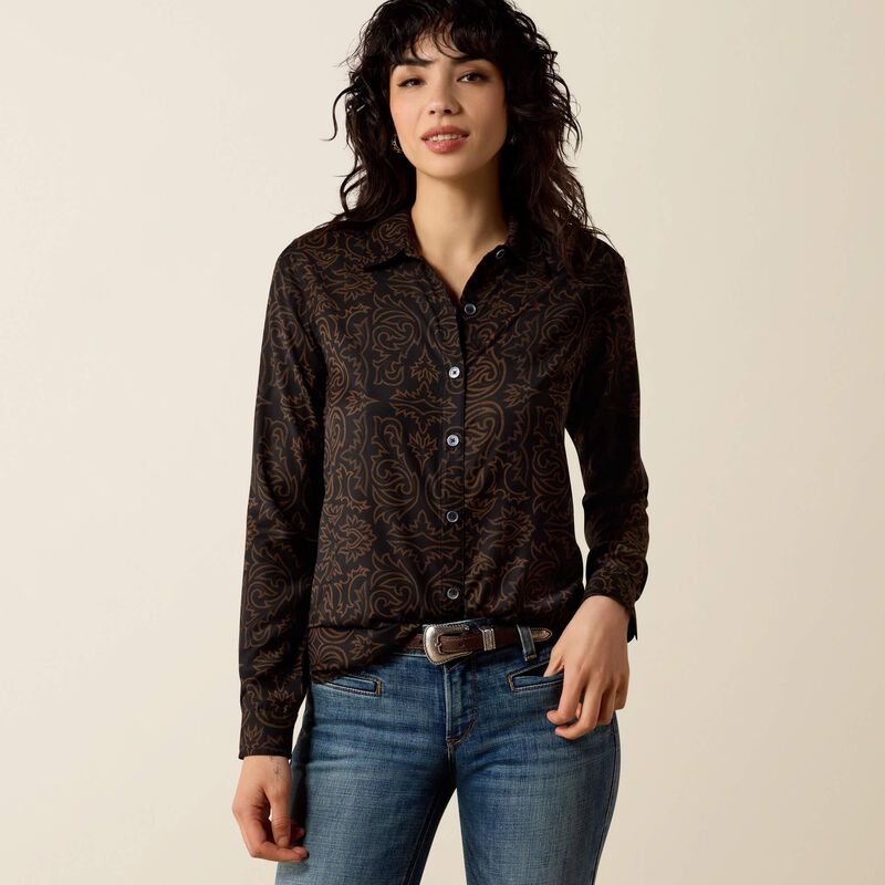 10079527 WOMEN'S ARIAT HOMESTYLE BOOT SCOOTIN' LONG-SLEEVE SHIRT