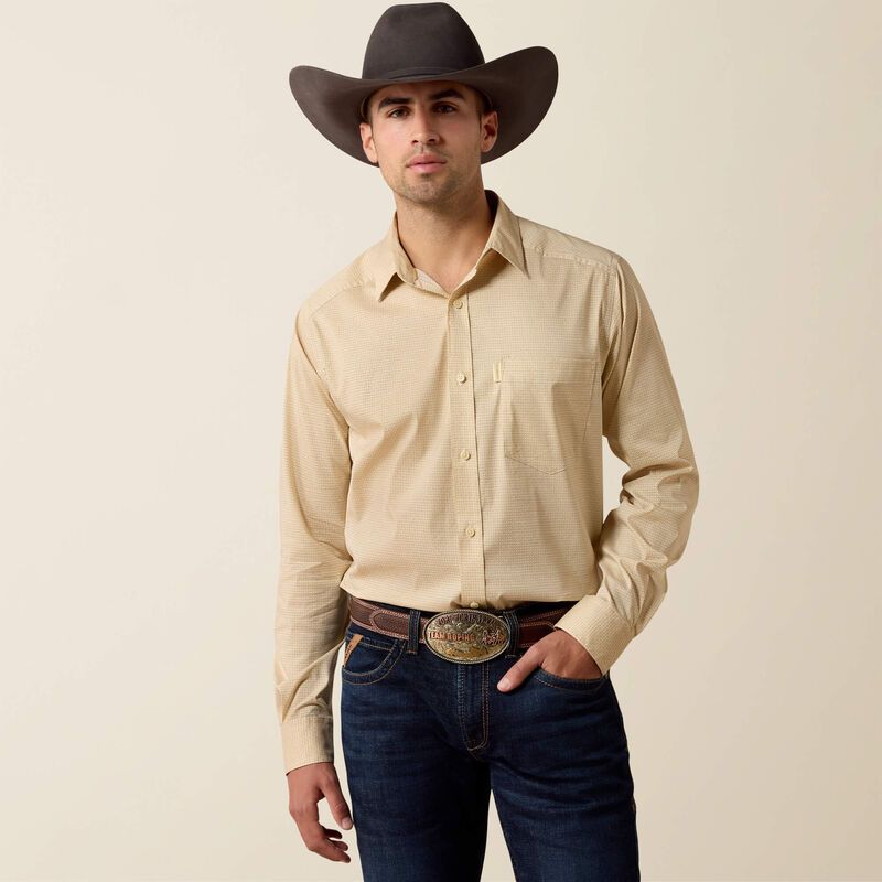 10079772 MEN'S ARIAT EVERYTHING CLASSIC FIT LONG-SLEEVE WESTERN SHIRT - VANILLA CUSTARD