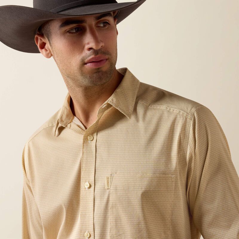 10079772 MEN'S ARIAT EVERYTHING CLASSIC FIT LONG-SLEEVE WESTERN SHIRT - VANILLA CUSTARD