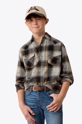 10080612 BOY'S ARIAT RETRO HEINZ CLASSIC FIT LONG-SLEEVE WESTERN SHIRT