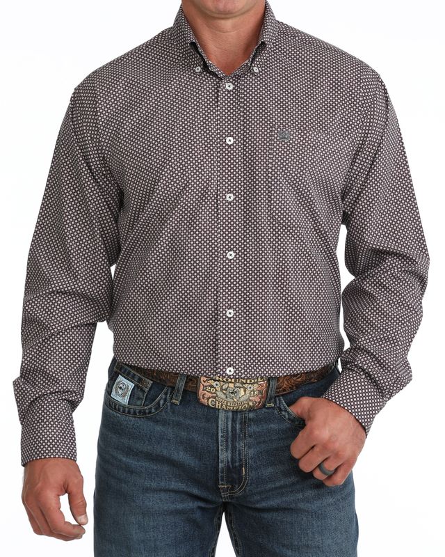 MTW1106162 MEN'S CINCH ARENAFLEX PURPLE PRINT LONG-SLEEVE WESTERN SHIRT