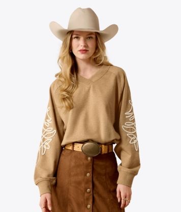 10080602 WOMEN'S ARIAT JULIETTE SWEATSHIRT - KHAKI HEATHER