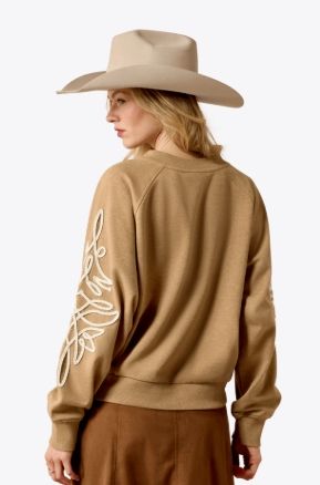 10080602 WOMEN'S ARIAT JULIETTE SWEATSHIRT - KHAKI HEATHER