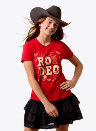 10083098 GIRL'S ARIAT RODEO COLLAGE SHORT-SLEEVE TEE