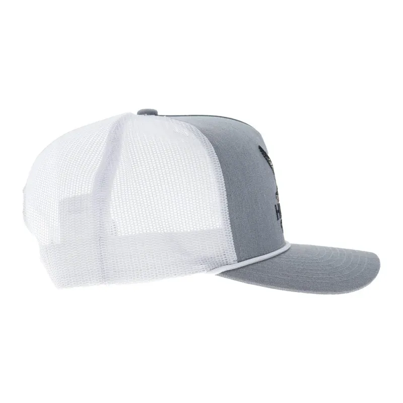 6038T-GYWH HOOEY "MALLARD" CREAM 5-PANEL TRUCKER W/ BLACK HOOEY OUTFITTERS LOGO - OSFA