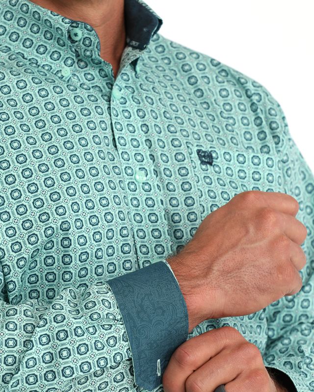 MTW1106167 MEN'S CINCH TURQOUISE PRINT LONG-SLEEVE WESTERN SHIRT