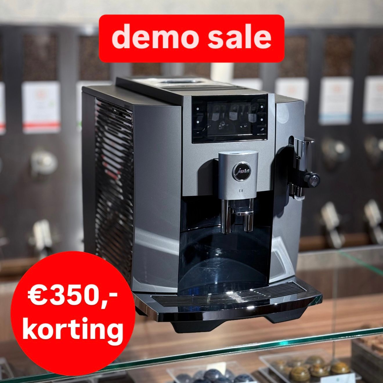 Jura E8 Dark Inox (EC) DEMO KORTING, 25 maanden garantie