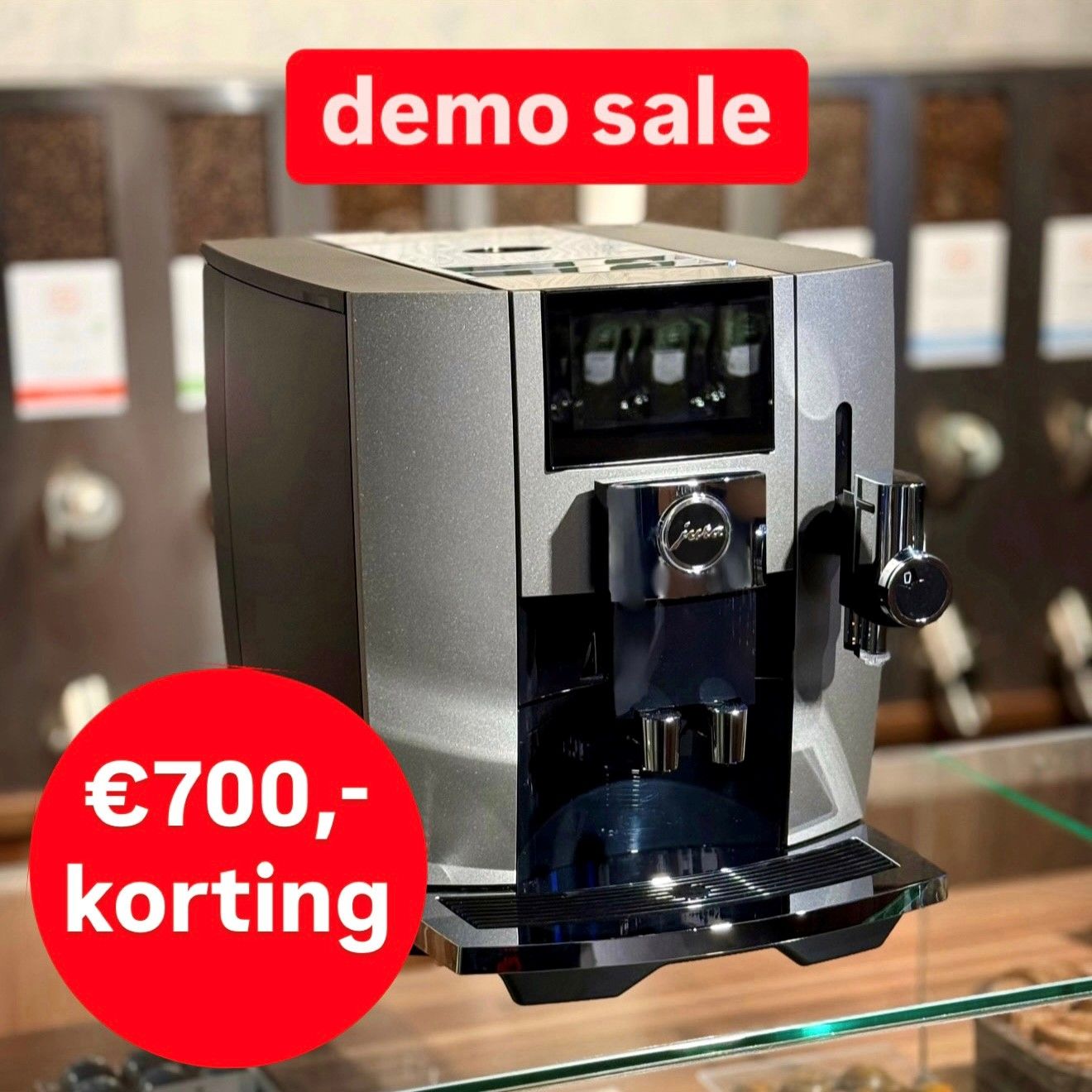Jura J8 Midnight Silver DEMO KORTING, 25 maanden garantie