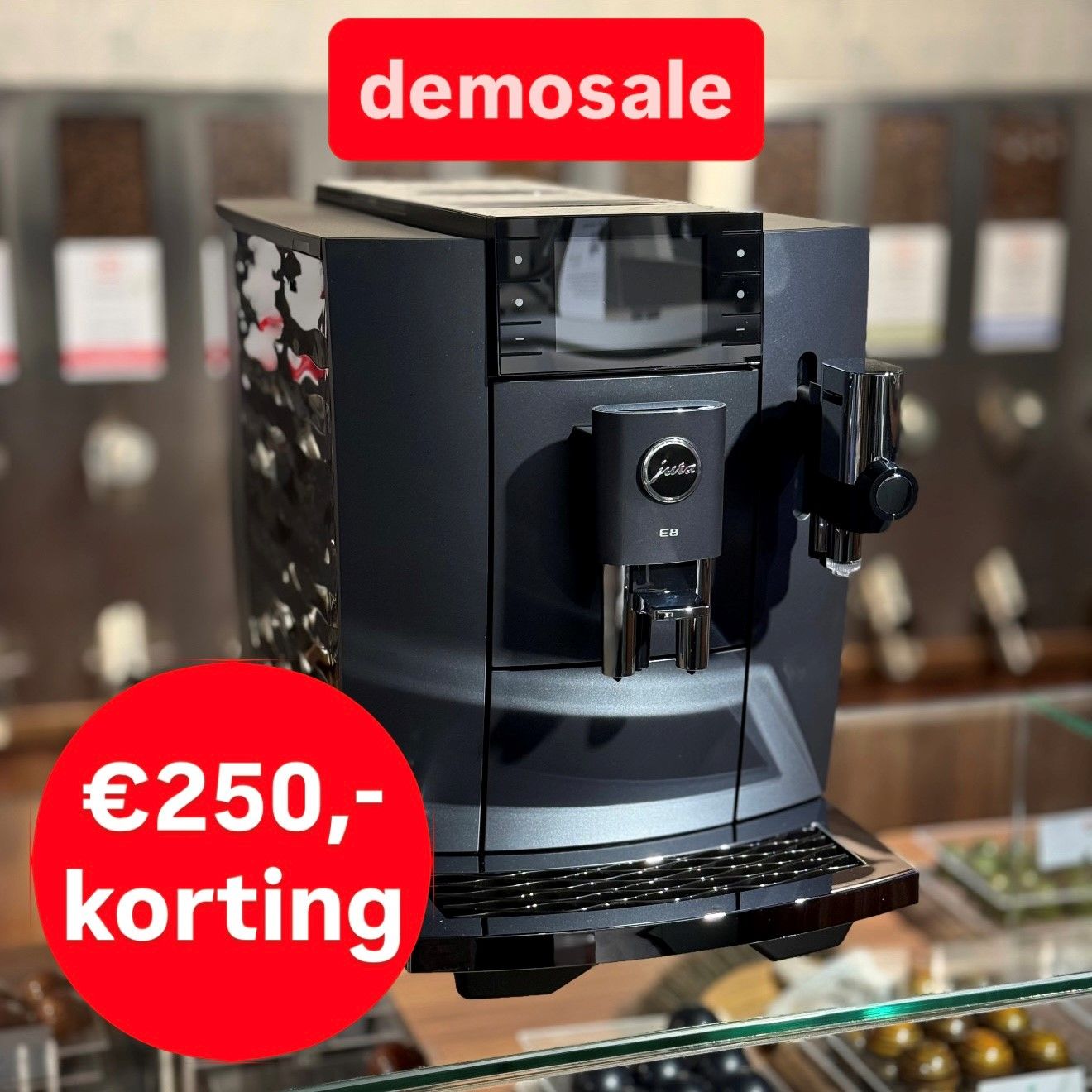 Jura E8 Cosmic Black (ED) DEMO KORTING, 25 maanden garantie