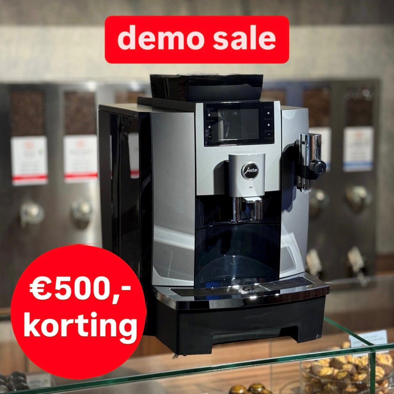 Jura W8 Dark Inox (EB) DEMO KORTING, 12 maanden garantie