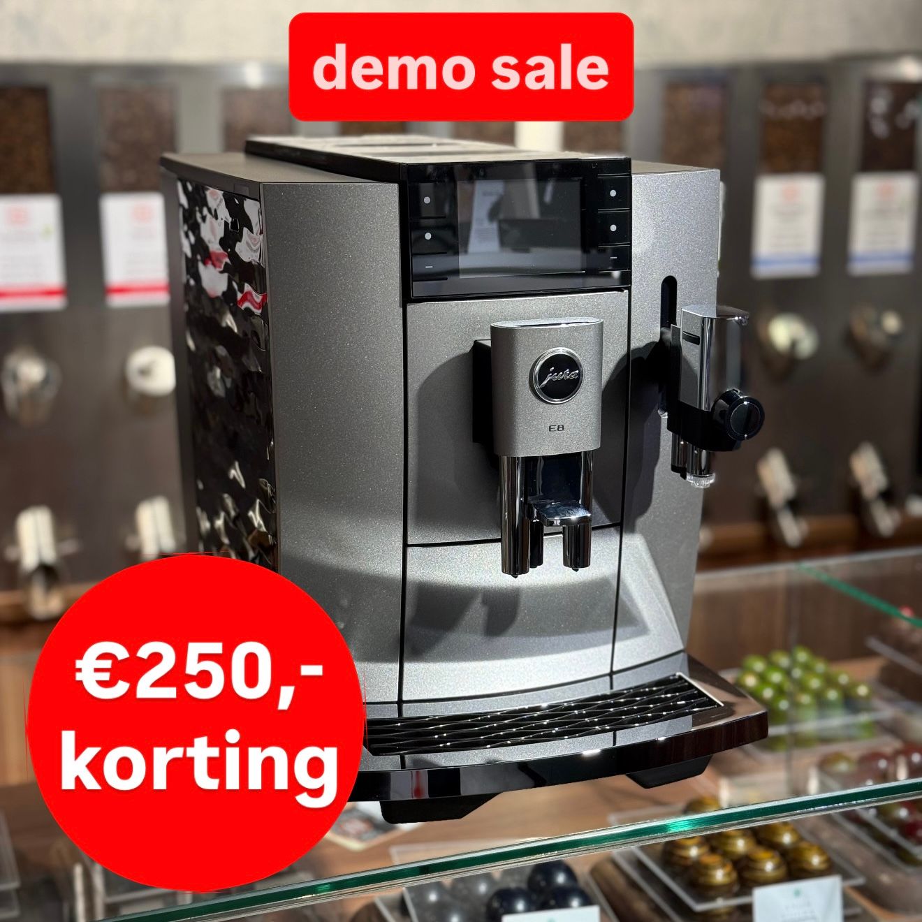 Jura E8 Midnight Silver (ED) KORTING, 25 maanden garantie