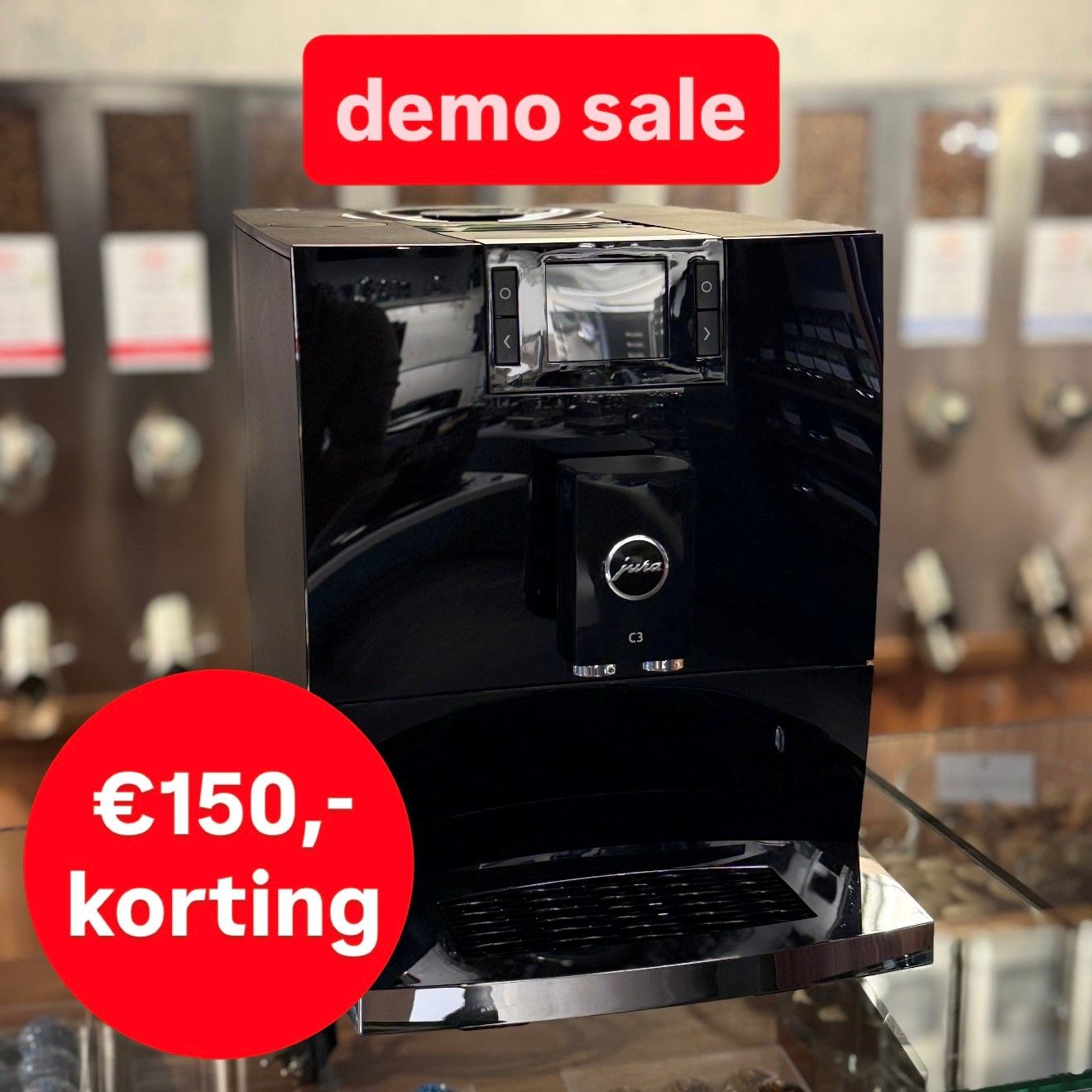 Jura C3 Piano Black (EA) DEMO KORTING, 25 maanden garantie