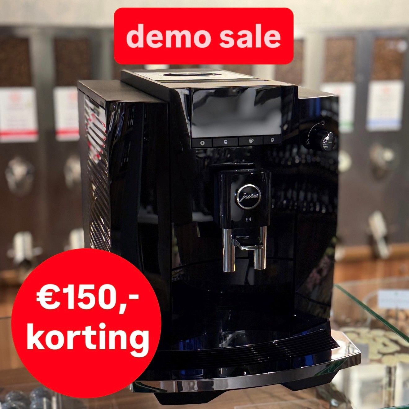 Jura E4 Piano Black (EA) DEMO KORTING, 25 maanden garantie
