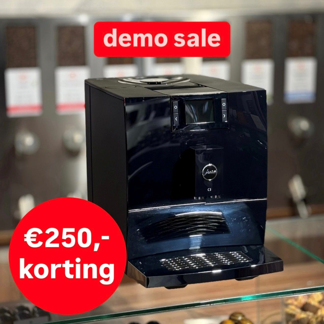 Jura C3 Piano Black (EA) DEMO KORTING, 12 maanden garantie