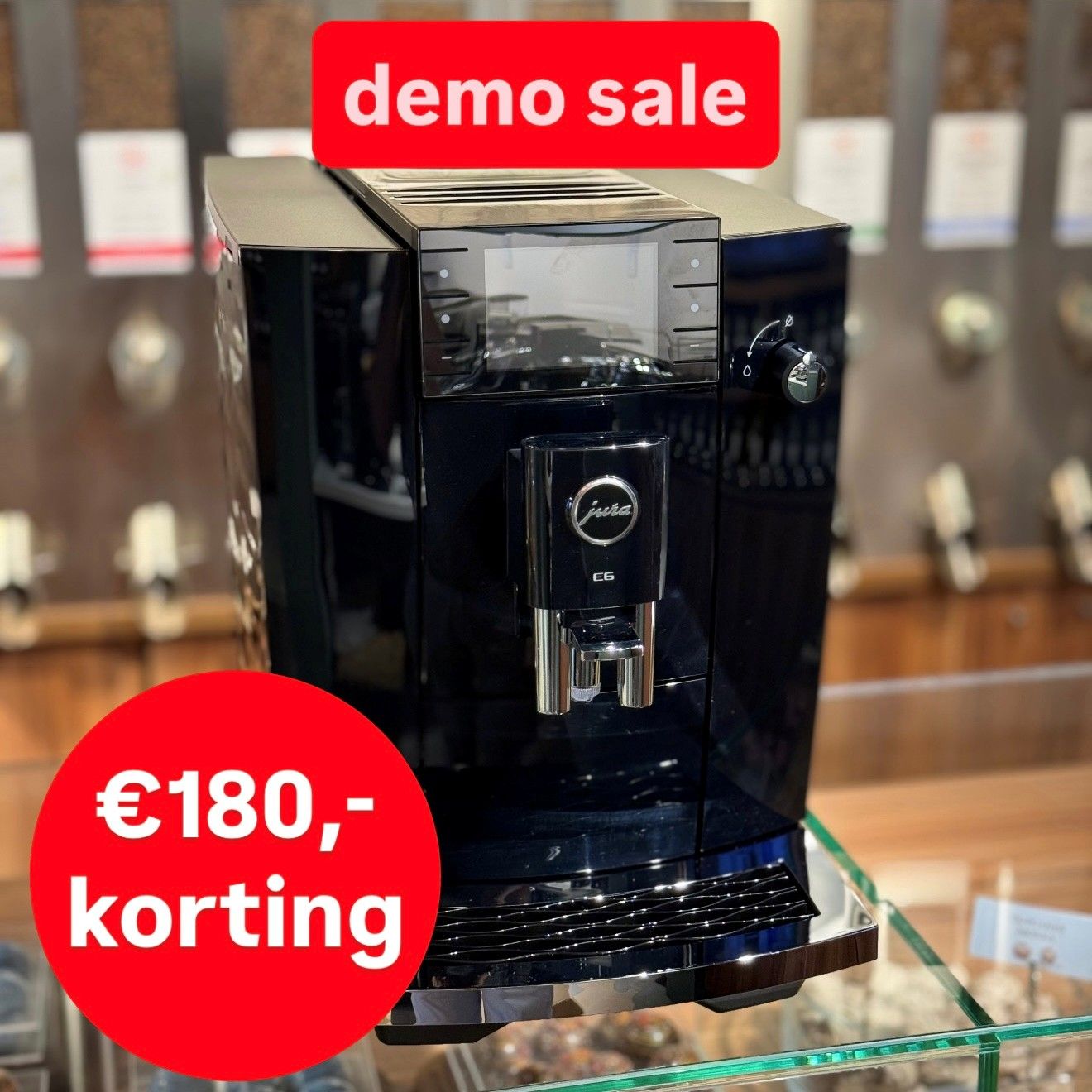 Jura E6 Piano Black (ED) DEMO KORTING, 25 maanden garantie