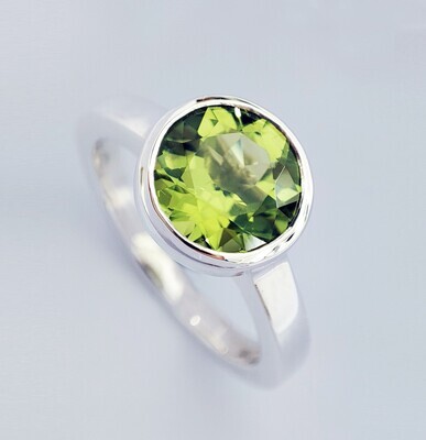 Silver Round Peridot Cocktail Ring