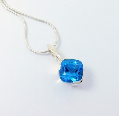 Cushion Cut Cocktail Pendant with Swiss Blue Topaz