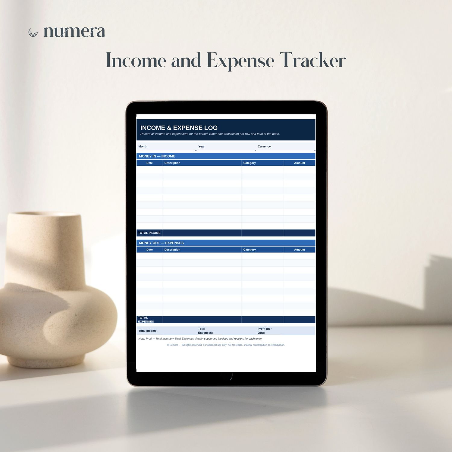 Printable PDF - Income &amp; Expense Tracker