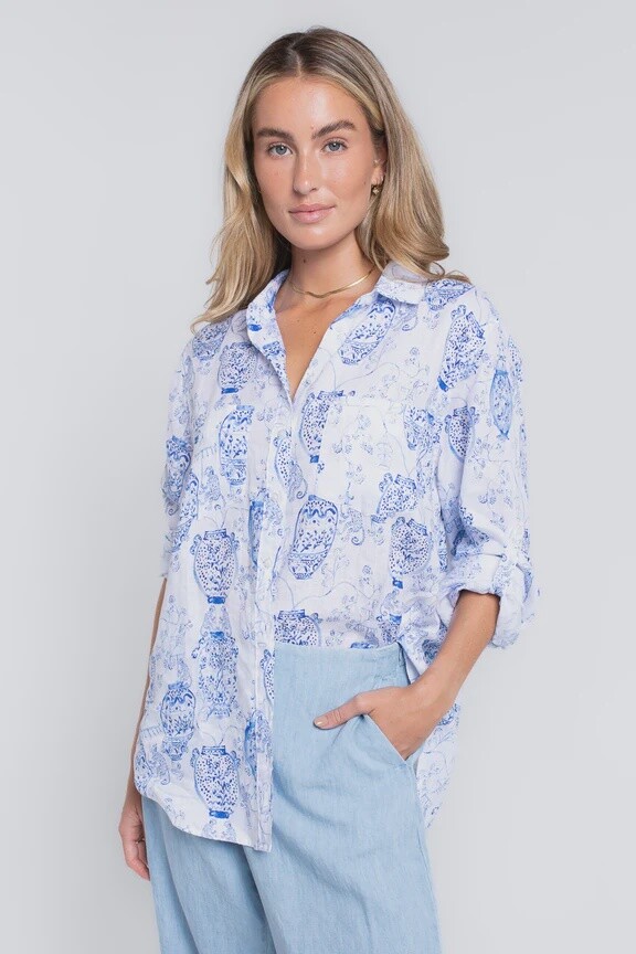 THE BOYFRIEND LINEN SHIRT - GINGER JAR - HUT