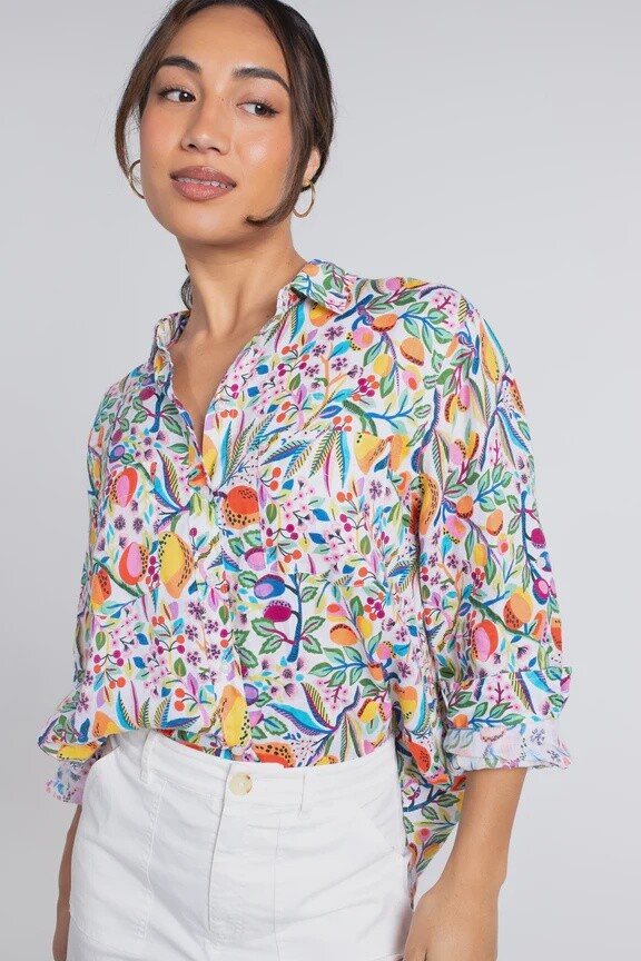 THE BOYFRIEND LINEN SHIRT - TROPICAL FRUIT - HUT